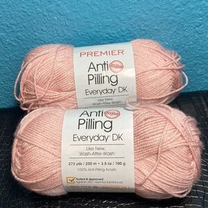 2 NWT Premier Everyday DK 100% Anti-Pilling Acrylic Size 3 Color: Blush